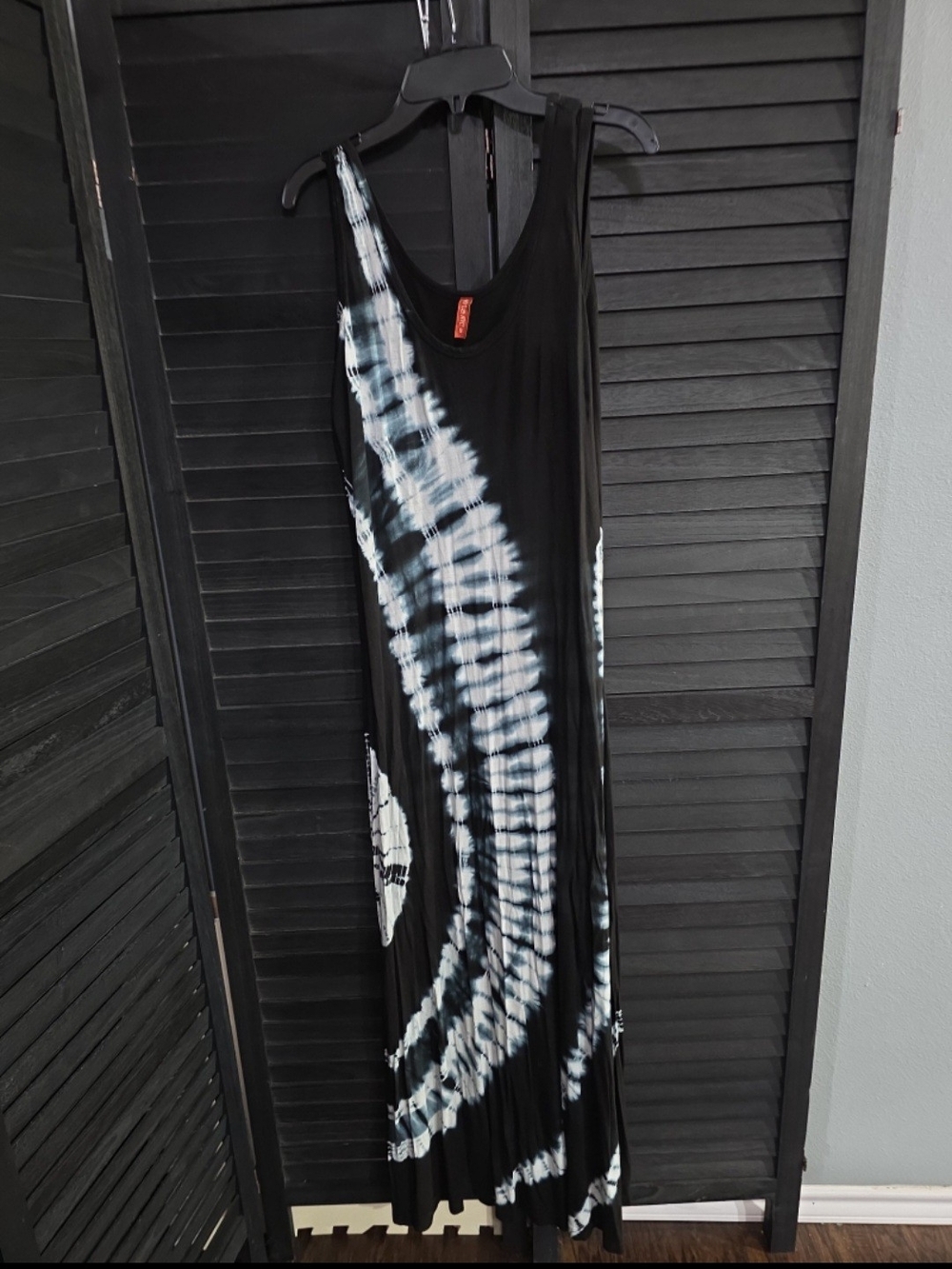 Black and White Tie-Dye Maxi Dress - Sleeveless